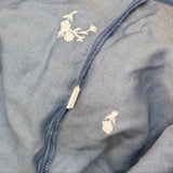 Womens Embroidered Bell Sleeve Denim Shirt Top Blue See Measurements