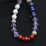 Erica Lyons Beaded Holiday Elastic Bracelets Silver Gray / Blue Multi