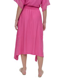 DKNY Womens Handkerchief Hem Mixed Media Maxi Skirt P4DN8X10 Vivid Pink L