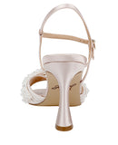 Jewel Badgley Mischka Satin Fanny Pearl Stiletto Heel Sandals Champagne Brown 9M