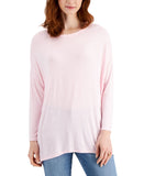 Style & Co. Oversized Long Sleeve Crewneck T-Shirt 100135065PT Fiji Pink PS