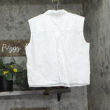 DKNY Womens Cotton Sleeveless Ladder-Trim Blouse P5DM0B45 White L