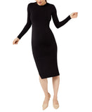 A Pea In The Pod Womens Knit Midi Maternity Side Slit Long Sleeve Dress Black S