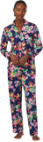 Lauren Ralph Lauren Sleeve Notch Collar Pajama Shirt Top Multi Floral Blue L