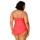 Shade & Shore Womens Shirred Full Coverage One Piece Swimsuit Coral Red 24