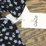 Cece Womens 3/4-Sleeve Tie Neck Floral Print Blouse 7033067 Rich Black XS