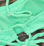 Salt + Cove Rib Scrunch Scoop-Neck Bralette Bikini Top Mint Tea Green XS