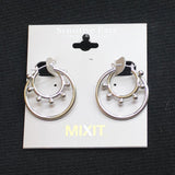 Mixit Hypoallergenic Double Hoop Bead Accent Dangly Earrings Silver Gray 1"