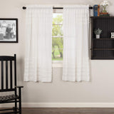 VHC Brands Panel Pair Rod Pocket Ruched Window Curtain Soft White 36x63