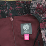 Vince Camuto Womens Jacquard Fit & Flare Puff-Sleeve Dress Wine Red Multi 6