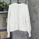 Ava & Viv Zip Raglan Sleeve Shaker Knit Cardigan Sweater Oatmeal Off White 1X