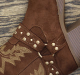 Sun + Stone Womens Norahh Moto Midshaft Bootie Russet Microsuede Brown 8.5M