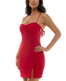 Pear Culture Juniors Side-Cutout Bodycon Dress ZC10790 Red 13