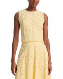 Aqua Womens Crop Cotton Eyelet Sleeveless Top AQ9704 Butter Yellow XL