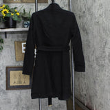 Michael by Michael Kors Womens Wool Blend Wrap Belted Overcoat Coat Black M