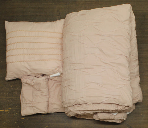 510 Design Diamond Pucker Woven 4-Piece Comforter Set Pink Full / Queen