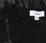 Cece Womens Metallic Lace-Over Long-Sleeve Midi Dress Black XS