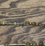 Fashion Boho Long Opera Mixed Beaded Gemstone Necklace Gold / Green Multi 64"