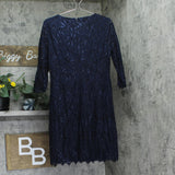 Kensie Womens Lace Sheath Dress KDLN0805 Navy Blue 10