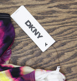 DKNY Womens Crossover Ruched One-Piece Swimsuit Vertical Wave Purple Multi M