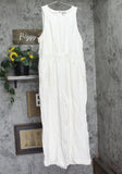 A New Day Elastic Waist Gauze Jumpsuit with Side Pockets Cream Off White L