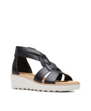 Clarks Women's Collection Jillian Bright Wedge Sandals 26165145 Black 6M