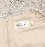 Eliza J Womens Stretch Sequined Faux-Wrap Belted Jumpsuit Matte Gold Brown 6