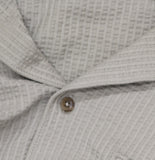 Vince Mens Short Sleeve Seersucker Cuban Cabana Shirt Putty Brown Gray L