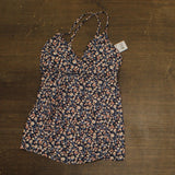 Motherhood Maternity Tankini Swim Top with Lace Back UPF 50+ Black Floral S