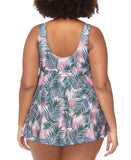 Raisins Curve Printed Twist-Front Swimdress One Piece Swimsuit Pink Multi 20W