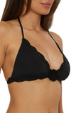 Becca Womens Colette Crochet Flower Halter Swim Bikini Top 843157 Black D