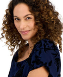 Connected Apparel Petite Square-Neck Flocked Sheath Dress Midnight Blue 8P