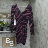 Siena Womens Metallic Side-Twist Long Sleeve Dress SATN1869 Purple Multi 6