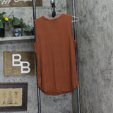 24Seven Comfort Apparel Womens Knit V-Neck Tank Top Brown L