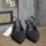 A New Day Womens Simone Rhinestone Ball Satin Block Heels 94660892 Black 6M