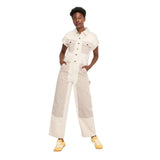 Woolrich X TGT Short Sleeve Denim Western Jumpsuit 94611513 Cream Off White 14