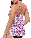 Swim Solutions Womens Tiletale V-Neck Tankini Swim Top 806834 Magenta Purple 18