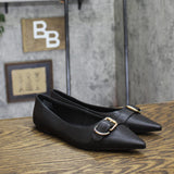A New Day Womens Valentina Pointed Toe Buckle Ballet Flats 94462479 Black 7M