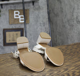 On 34th Womens Pathina Scalloped Sandals Block Heel White Smooth 8.5M