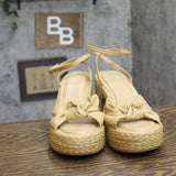 A New Day Raffia Jute Block Criss Cross Open Toe Heels Natural Tan Brown 9.5M