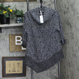Ny Collection Roll Tab Long Sleeve Cowl Neck Pullover Sweater Black Multi 1X