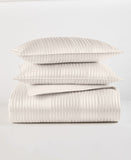 Hotel Collection Strie 3-Piece Duvet Cover Set Ivory Off White Full / Queen