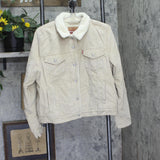 Levis Womens Original Sherpa Corduroy Trucker Jacket White / Pepper Brown L
