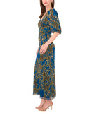 1. State Womens V-Neck Open-Back Midi Dress DS93507133T Teal Blue M
