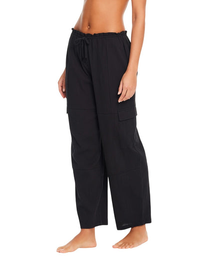 Sanctuary Coastal Covers Crinkle Cotton Baggy Barrel Cargo Pants Black XL