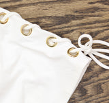 Michael Michael Kors Womens Side Tie Grommet Tankini Top Swim MM30322 White S