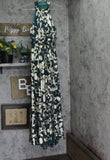 Betsy & Adam Metallic Crinkle Halter Neck Floor Dress Gown Green / Gold 4P