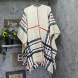 V. Fraas Womens Plaid Boucle Ruana Wrap 061285 Beige Brown