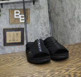 Easy Spirit Traciee Square Toe Casual Flat Sandals Black Patent Multi 7.5WW