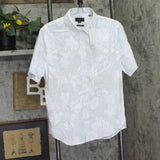 Vince Fil Coupe French Placket Button Shirt Optic White / California Rain Blue M